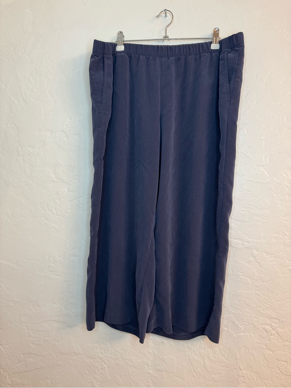 Pure Jill Sand-Washed Wide Leg Crop Pants Gray Petite Large Pull-On Pockets